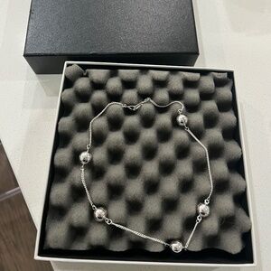 Authentic Chanel 98P silver tone ball necklace 16 inches